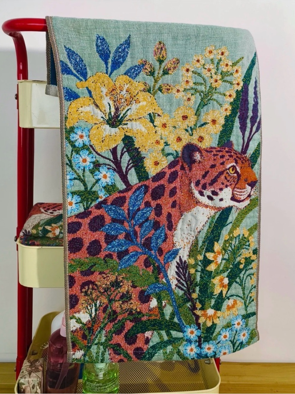 Set of 4 Jaguar hand towels 14X29” Floral Green